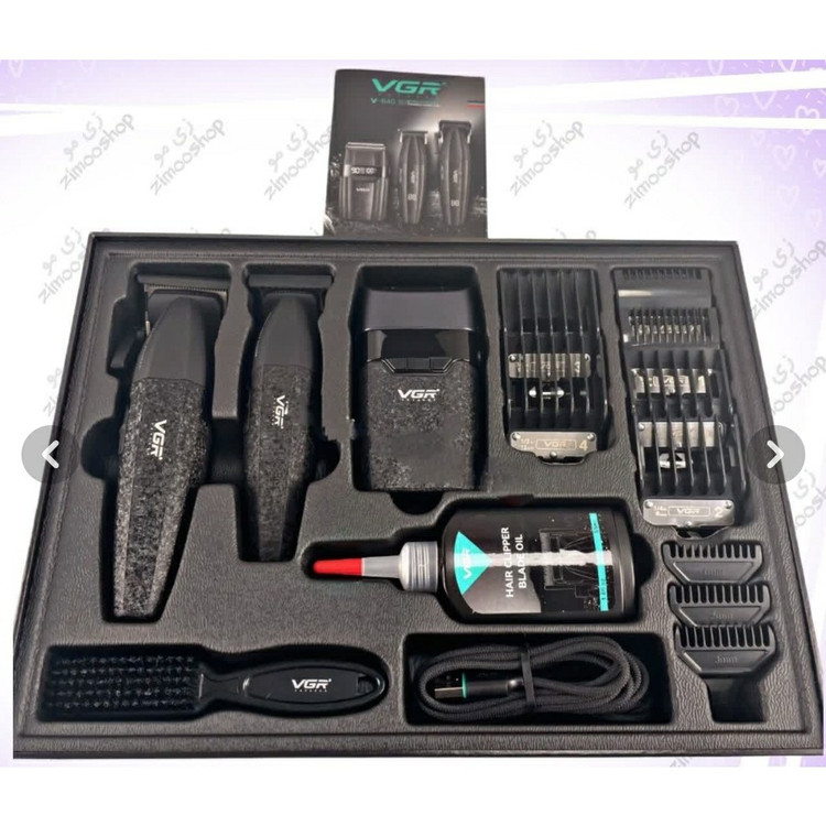 ست ماشین اصلاح حرفه ای 3 تکه حجم زن ، خط زن و شیور وی جی آر مدل VGR V-640 S3